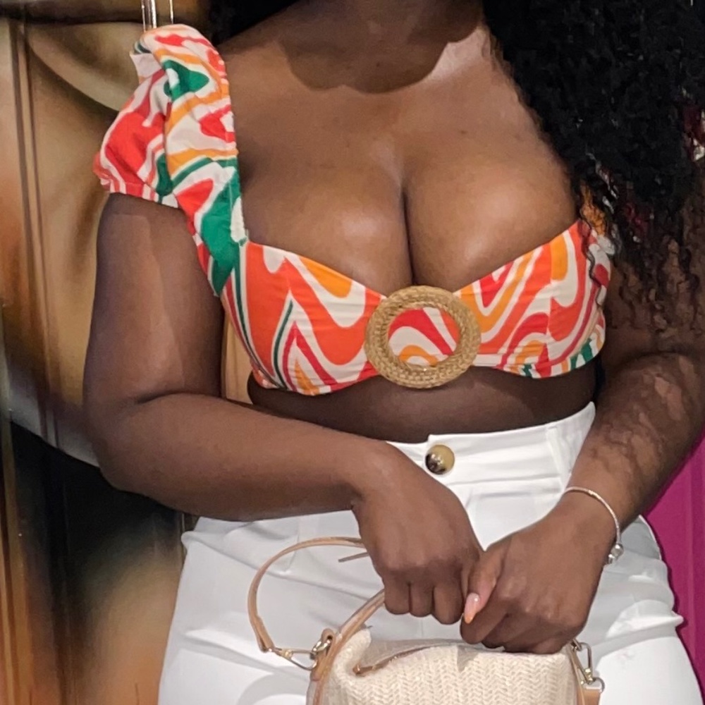 O-Ring Front Marbled Crop top